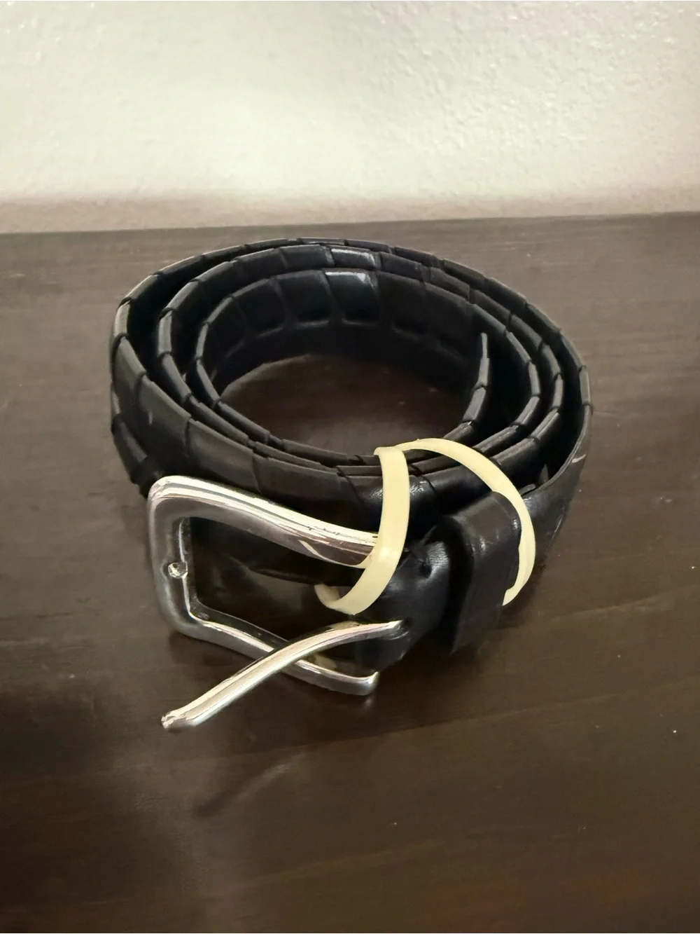 Dockers Black Leather Belt with Silver Buckle